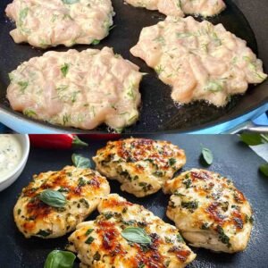 Traškūs kepti vištienos kepsneliai - žolelių tešloje